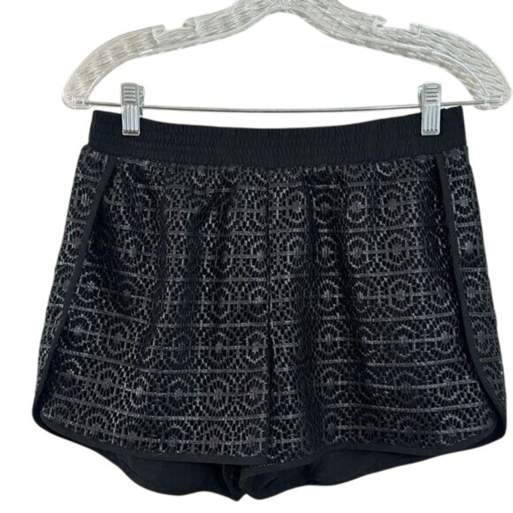 Sam Edelman Black Crochet Lace Dolphin Hem Shorts SE5156CLC Medium